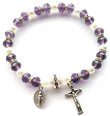MOONDAME Bracciale Rosario Croce Elastico Perline Gioielli Ornamento Decorazione Accessorio Per Donne Uomini Decorazione A Mano Forniture