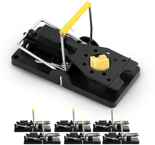 Tapettes à Ressort XL à rongeurs et Rats, Lot de 6: pièges Rats et Souris puissants réutilisables, sans Poison, intérieur extérieur, Efficace Maison Jardin, tapette Plastique Robuste Durable