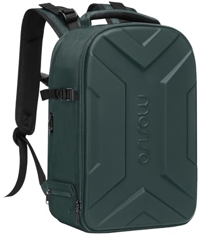 MOSISO kameraryggsäck, DSLR/SLR/spegelfri kameraväska vattentät konstnärlig geometrisk hårt skal fodral med stativhållare och laptopfack för Canon/Nikon/Sony, Smaragdgrönt, L