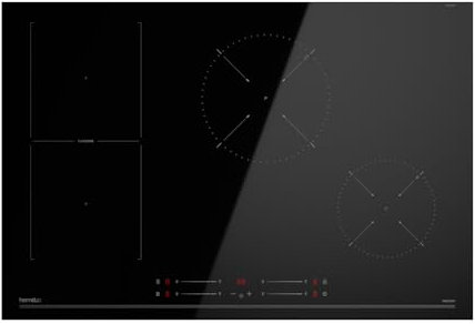 Hermitlux Placa de Inducción 4 Fuegos Empotrable, 77 cm, 7000W, Flex Zone, 9 Niveles de Potencia, Función Booster, Temporizador, Bloqueo de Seguridad