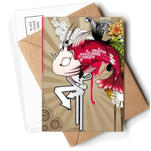 Japanische Karpfenwellen-Muster, Postkarten, Umschläge, blanko, Notizkarten, Versand
