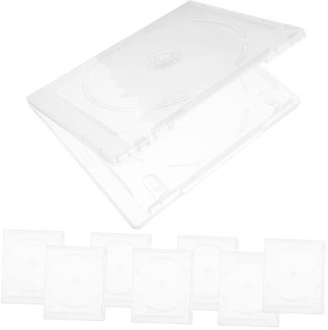 Mikikit 8pcs Square Dvd Cases Double Disc Holders Slim Dvd Box Storage Empty Cd Cases for Audio Disc Protection Replacement