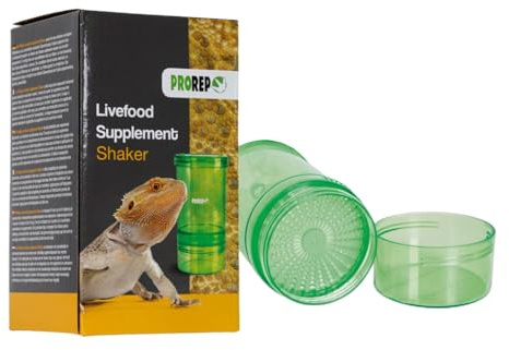 ProRep Livefood Supplement Shaker | Mess-Free Insect Dusting | Lockable Mesh Lid | Built-In Powder Storage | For Crickets, Locusts & Mealworms | Reptile & Amphibian Supplement Tool