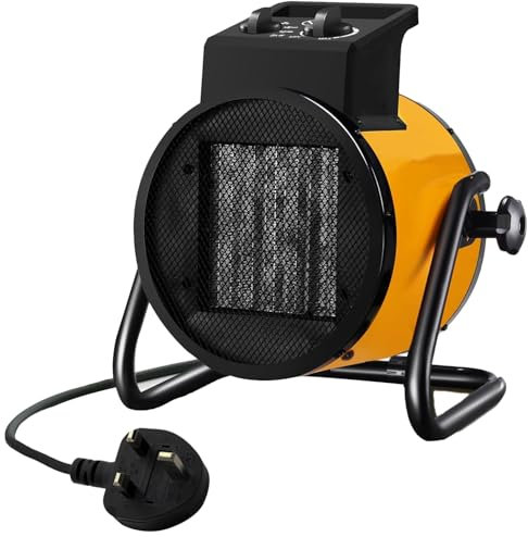 Electric Ceramic PTC Fan Space Heater 3 Settings & Adjustable Thermostat 2KW & 3KW Home office Workshop (2KW Ceramic Heater)