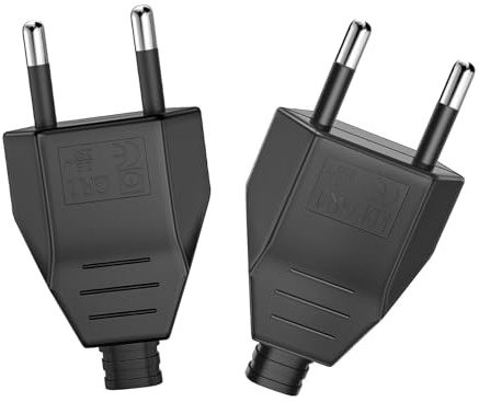 Oblinple 2 Piezas Enchufe Europeo Plano, Enchufes Euro de Alimentación 250V 2.5A, Clavija Enchufe Electricas Macho de Decoración del Hogar de Schuko Instala o Reemplaza (Negro)