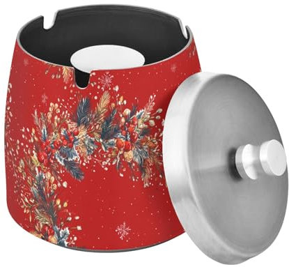 Falala Aschenbecher aus Edelstahl, tragbar, rutschfest, mit Deckel, für drinnen und draußen, Terrasse, Tisch, überdachter Aschenbecher für Männer und Frauen