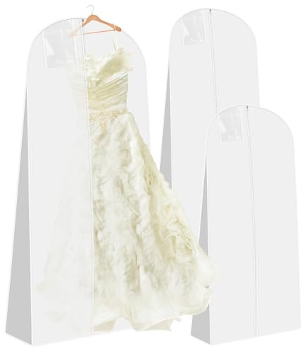 2 Stück Kleidersack Brautkleid Kleidersack Lang 180 cm Anti-Staub Atmungsaktiver Kleidersäcke Lang mit reißverschluss,Wasserdicht Schutzschild für Brautkleider Abendkleider Mäntel Lange Mäntel-Weiß