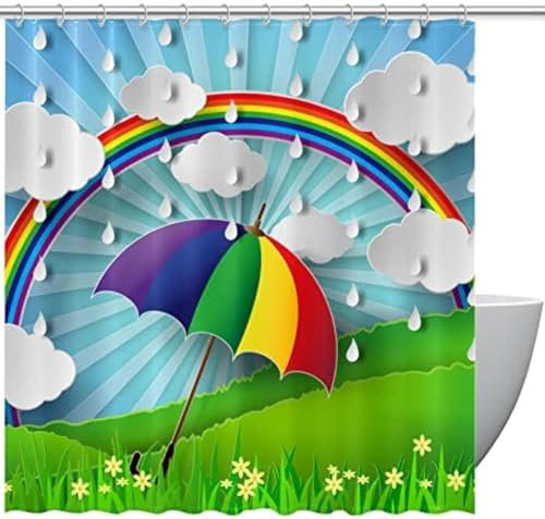 SANTPOT Ducha De Ducha Ducha De Baño Y Bañera, Lluvia En El Paraguas De Artillería, Cortina De Ducha con Ganchos,72x72 Pulgadas
