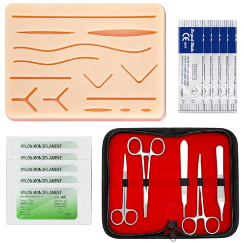 Kit Sutura Chirurgica, Kit Suture Tutto Incluso per Lo Sviluppo e Il Perfezionamento delle Tecniche di Sutura, Strumenti di Modello Pedagogico, Solo per la Formazione