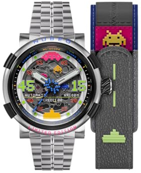 Nubeo Men's 50mm Orion Automatic Limited Edition Photon Silver Watch with Solid Stainless Steel Bracelet NB-6110-22