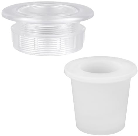 BOXOB 2 Juegos de Tapones con Anillo para Sombrilla de Mesa Patio, Inserto Cubierta para Exterior, Jardín, Piscina, Camping (Transparente)