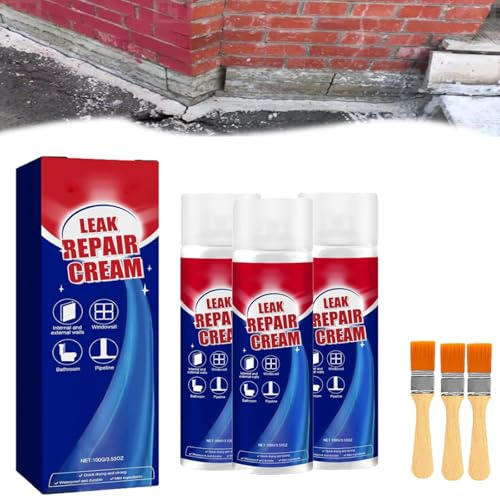 UCK-KIT Spray De Sellador De Fuga, Reparación De Fugas A Prueba De Sellador Impermeable con Cepillo, Agente Anti-Gotos Impermeable para El Espacio De Pared Exterior Funciona En La Mayoría,3PCS