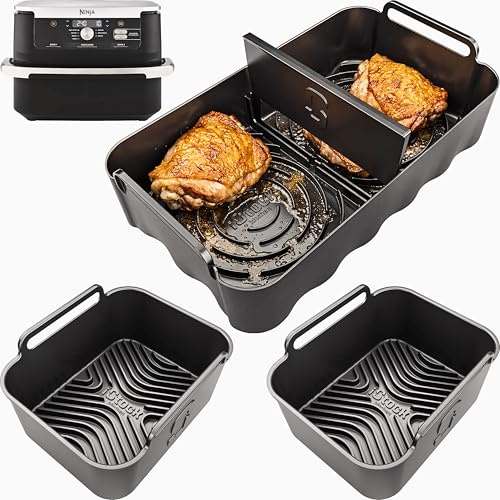 Ninja AF500UK Accessories | Airflow Max™ 3-in-1 Divider Liner + 2PCS Airflow Pro™ Liners | 15mm Raised Ridges for Airflow, 3.5mm Thick | 10.4L Silicone Liners for Ninja AF500UK | by iStock Kitchen