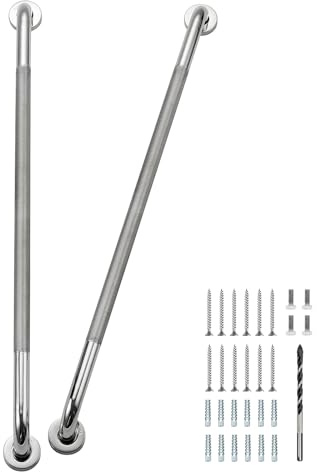 Grab Bars for Shower 2 Pack 32-Inch, Stainless Steel Anti-Slip Safety Shower Handle for Elderly Bathroom Wall Support Handicap Handicap Grab Bars for Seniors, Polished Nickel