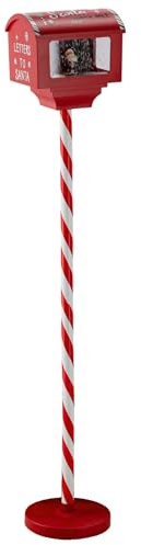 sarcia.eu Cassetta Postale Natalizia su piedistallo con Babbo Natale, Carillon LED, Decorazione Natalizia, Rossa 27x20x150 cm (A)