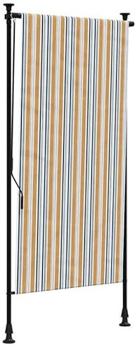 Tenda avvolgibile per esterni, colore giallo e bianco, 120 x 270 cm, in poliestere 180 g/m² con rivestimento in poliuretano, resistente alle intemperie e facile da pulire