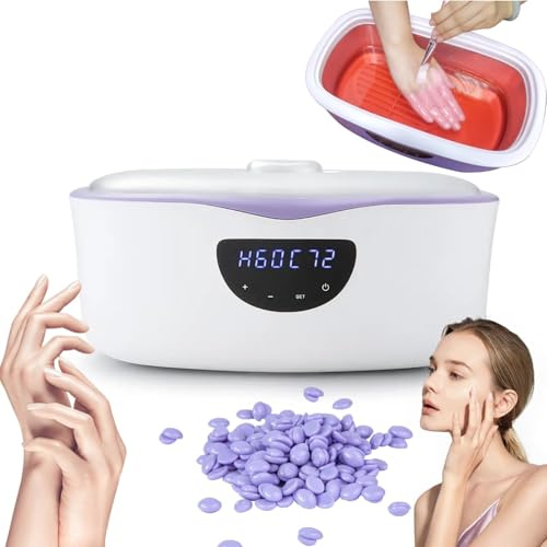 Machine de bain à la cire de paraffine 220 W avec pot en aluminium pur de 4000 ml, écran LED et contrôle tactile, température réglable de 45 à 75 °C et minuterie pour thérapie des mains et des pieds