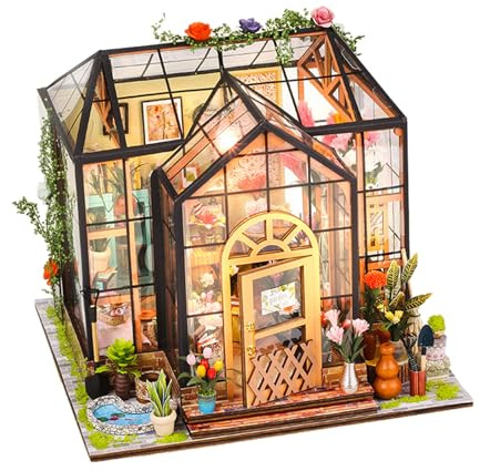 ifundom Kit Fai da Te Casa delle Bambole in Stile Serra 3d in Legno, Set Puzzle Architettonico Miniatura Completo per Progetto Creativo Indoor, Modellino Artigianale per Ragazze