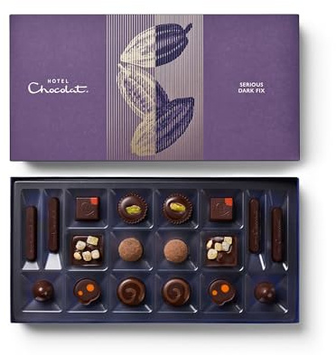 Hotel Chocolat Serious Dark Chocolate Box, Dark Chocolate Gift 18 piece | A Curated Collection Of Our Bestselling Rich And Intense Dark Chocolates, Ideal For After-Dinner Indulgence