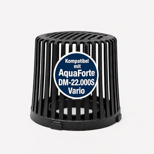 VIALIA Vorfilter Pumpenkorb 2 Zoll für Teichpumpe, Schwarz, Kunststoff | kompatibel mit AquaForte DM-22.000S Vario, Siebkorb/Filterkorb als Ansaugfilter, Ersatzteil mit Rastnasen/Halteclips