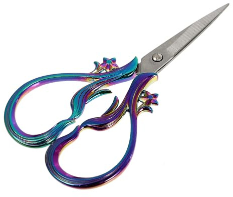 Ciseaux à Broder Rétro en Acier Inoxydable Bleu, 1 Pièce