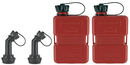 FuelFriend®-PLUS 1,0 Liter - Klein-Benzinkanister Mini-Reservekanister + verschließbares Auslaufrohr - im Doppelpack