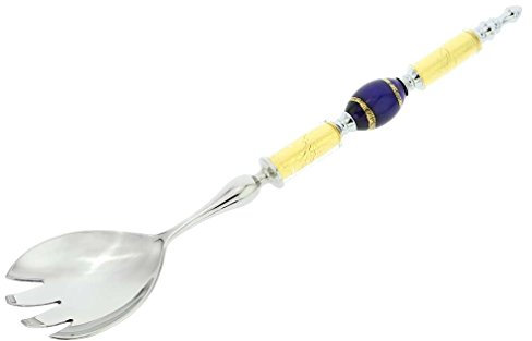 Glass Of Venice Italian Murano Glass Salad Fork - Gold Blue Stripes