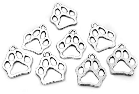 Anhänger als Hundepfote in Platinfarben 10er Set von Vintageparts DIY Schmuck