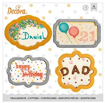 Decora 0255087 Set 4 Tagliapasta Cornici In Plastica, Il Kit Ideale per Creare Decorazioni in Pasta di Zucchero o di Gomma, Made in Italy, Design originale. Confezione da 4 pezzi.