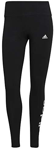 adidas Damen Essentials High-Waisted Logo Leggings, Black / White, M
