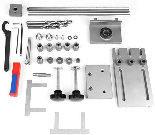 Tools Dowelling Jig Drill Guide, 3 in 1 Dowelling Jig Drill Guide Kit Self Centering Hole Puncher Set with 600mm Extension Rod Knurled Bolts Drill Bushings Drill bit Set