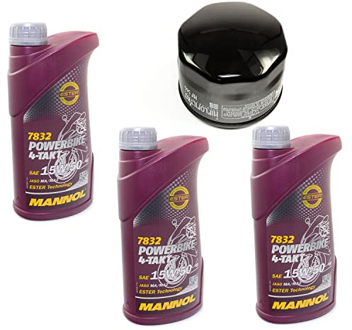 Motoröl Set 15W50 3 Liter + Ölfilter HF565 für Aprilia Caponord 1200 Dorsoduro 1200 Shiver 750