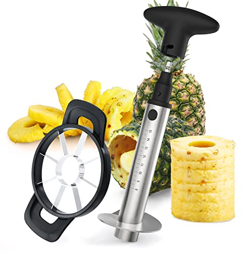 Newness Pineapple Corer Cutter, [Upgraded, Electric & Manual] Stainless Steel Fruit Pineapple Slicer with Electric Drill Accessory [Easier & Faster], Sturdy Pineapple Core Remover Kitchen Tool