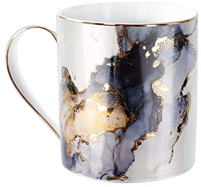 WAVEYU Gift Coffee Mug Marble Gold,14 oz Hot Drink Mug Ceramic for Women | 18 fluid ounces,Large capacity,marble lover Gifts,Water Milk Tea cup,for Home Office birthday holiday
