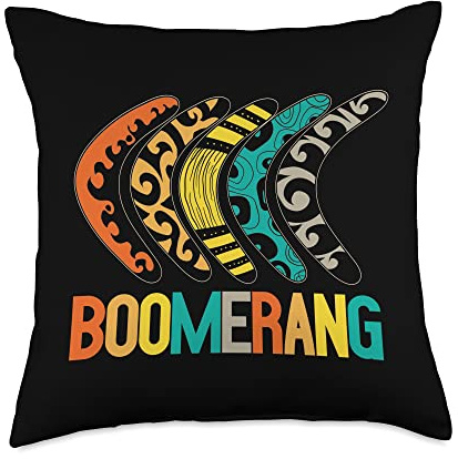 Retro Boomerang Tribal Vintage Throw Pillow