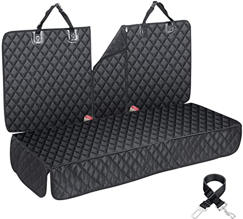 ANOSOSPECIAL Dog Car Seat Cover for Back Seat Cover for Kids ISOFIX with Dog Seat Belt Non Stick Fur Car Seat Protector for Dogs Nonslip Water Proof Durable for Truck SUV(Black ISOFIX-Large)