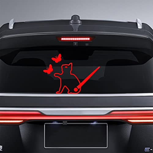 Dreothy Cat Rear Wiper Stickers for Cars,Waterproof Butterfly and Cat Moving Tail Stickers Car Window Decals Cute Animal Rear Windshield Wiper Decals Wiper Decals (Reflective Red)