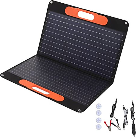 Pannello solare portatile con interfaccia di uscita DC, caricatore solare 60 W, 2 USB, tipo C, IPX4, impermeabile, escursionismo, campeggio, Sunpowered Charger, compatibile con telefoni cellulari