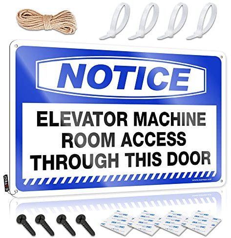 Funnymetal Sign Notice Elevator Machine Room Access Through This Door Tin Sign Stuff For Bedroom Room Accessories For Men (Size : 20X30CM)