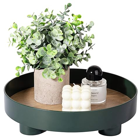 Vassoio decorativo per tavolino da caffè, vassoi rotondi per la decorazione della casa, vassoio da bagno, vassoio per profumi, organizer per tavolo da pranzo, comò, cucina, 30 cm, verde