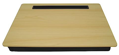 PrimoLiving Knietablett mit Tablet-Halterung - 40x30x5 cm – Tablett als Laptop-Notebook-Unterlage – Sofa oder Bett-Tablett in beige