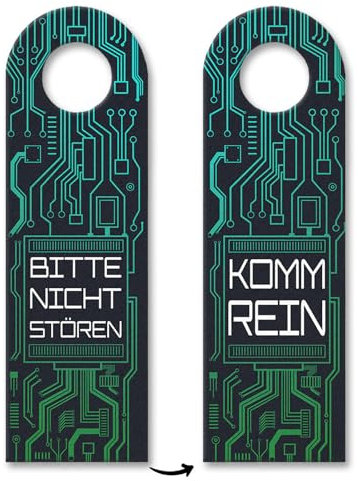 Bitte nicht stören oder Komm rein Türhänger 3er Set in Leiterplatten Optik in grün Türanhänger für Programmierer elektrische Leiter Computerchip