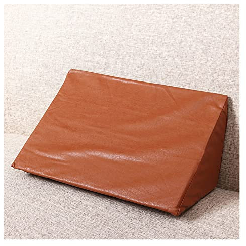 Bettkeil-Stützkissen, orthopädisches Säure-Reflux-Bett-Keilkissen, Lederschwamm, Rückbein-Erhöhungskissen, dreieckiger Kissenbezug, braune Bettwäsche (Farbe: 50 x 25 x 15 cm)