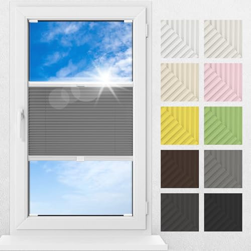 FABRIQ Plissee nach maß, mit Bohren, 22 Farben, 3 Profilfarben, Breite, 30-129 cm, Höhe 150-230 cm, innen, Faltrollos, Sicht- und Sonnenschutz, Rollo für Fenster (Höhe von 150 cm bis 230 cm)