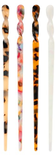 Sibba 4 Stück Haarstäbchen Vintage Haarnadel Haar Stick Schildpatt Haarnadeln Chinese Hair Sticks für Dutts Acetat Haarsticks Chopsticks Haarspange Haarhalter Haarspangen Scheibe Haarstyling Zubehör