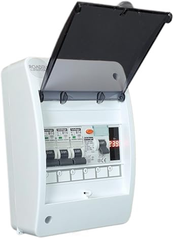 RoadEu - Quadro Elettrico con Indicatore di tensione – Distributore di corrente 230V – Completamente cablato con magnetotermico differenziale 40A, Interruttore automatico B16A e B10A.