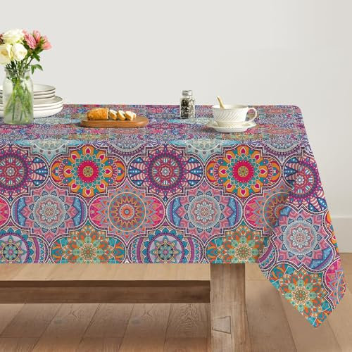 Artoid Mode Boho Vintage Geometrie Marokkanisch Mandala Tischdecke 140x160 cm, Fleckschutz Tischwäsche Küche Dekoration Urlaub Party Dekor