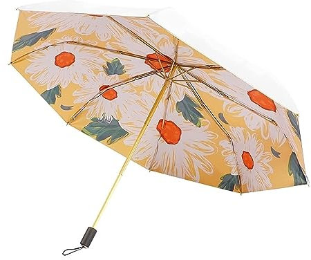 Taschenschirme Winddichte Regenschirme, faltbare Regenschirme, tragbarer Regenschirm for Damen, Sommer, doppellagiger Sonnenschutz, kompakt, sonnig, mit doppeltem Verwendungszweck Regenschirme ( Color