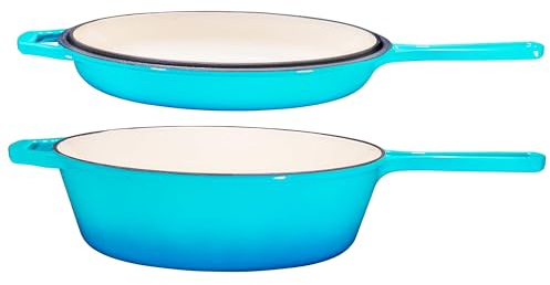 WXFKLDJ Olla De Hierro Fundido Esmaltado 2 En 1 con Tapa Juego Combinado De Sartén para Horno Holandés De 3 Cuartos Sartén Antiadherente Utensilios De Cocina Estofar Guisos