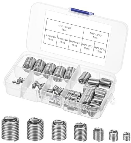 Bczhieulw 60 PCS Set di inserti filettati auto-taglianti per la riparazione dell'industria della lavorazione dei metalli e della plastica